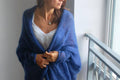 Navy Blue Mohair Silk Cardigan: Soft Bridal Wedding Cape