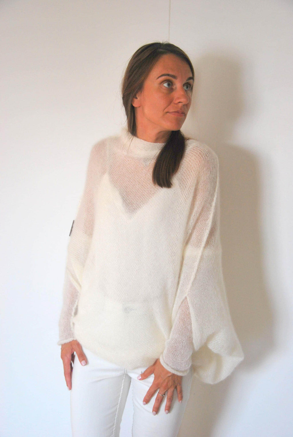 Handmade Mohair Silk Poncho: Knitted Bridal Cover-Up
