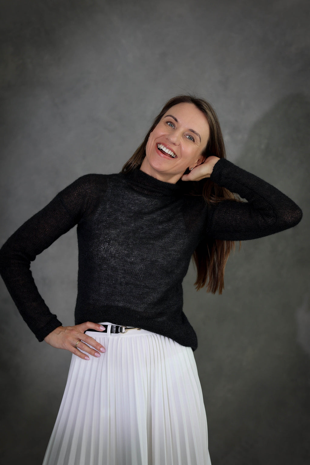 Black Mohair Silk Pullover: High Neck Soft Sweater