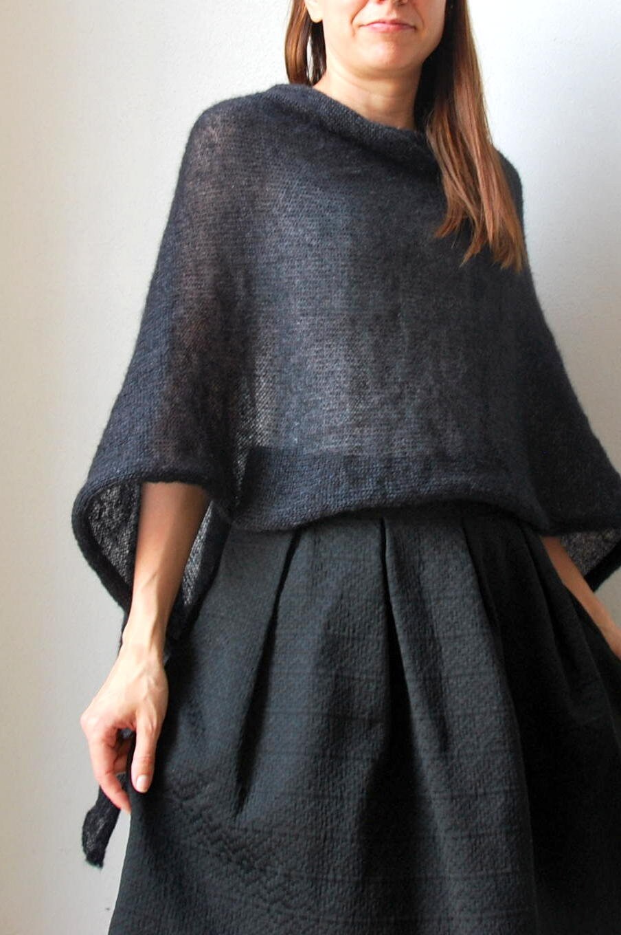Black Mohair Silk Wedding Shawl: Lightweight Bridal Wrap