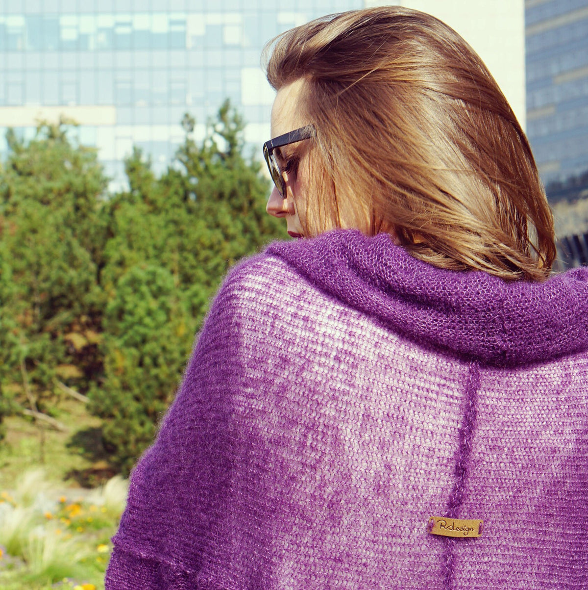 Purple Mohair Silk Cardigan: Bohemian Knit Sweater