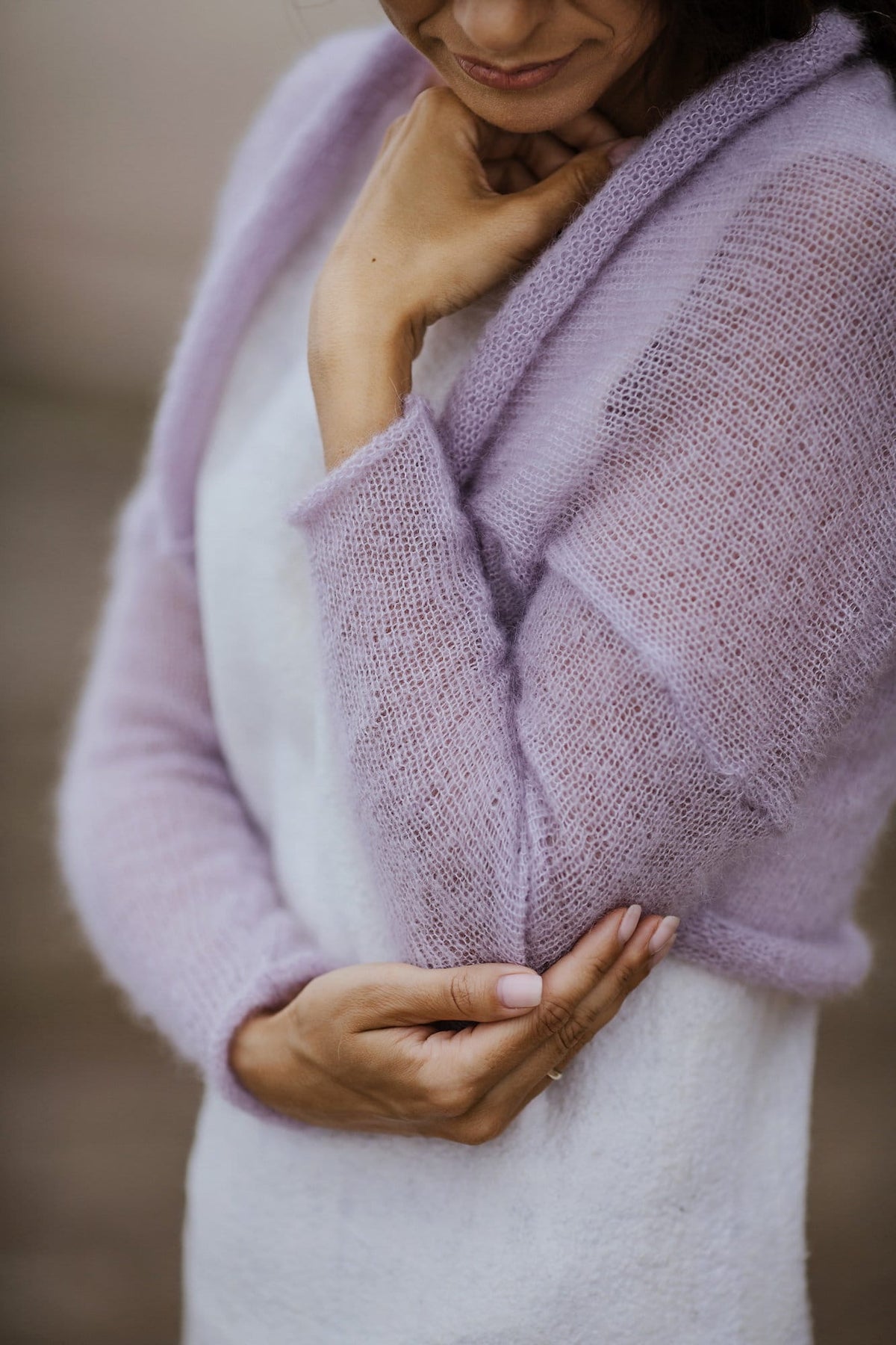 Lavender Mohair Silk Bolero: Knit Bridal Shrug