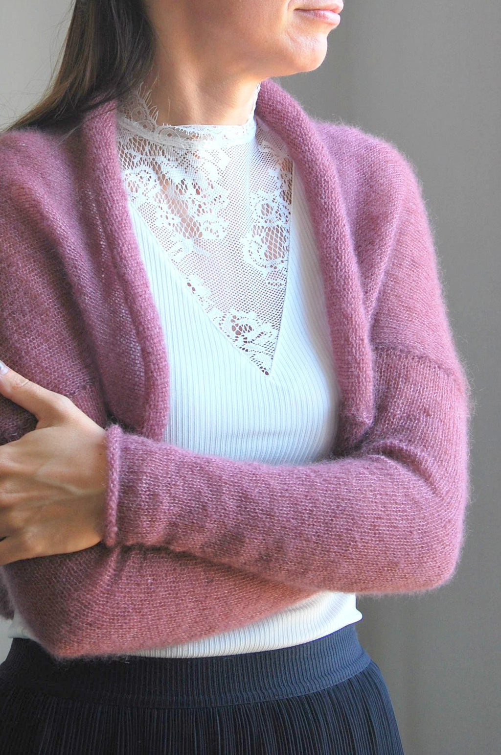 Handmade Mohair Silk Knit Bolero: Elegant Wedding Shrug