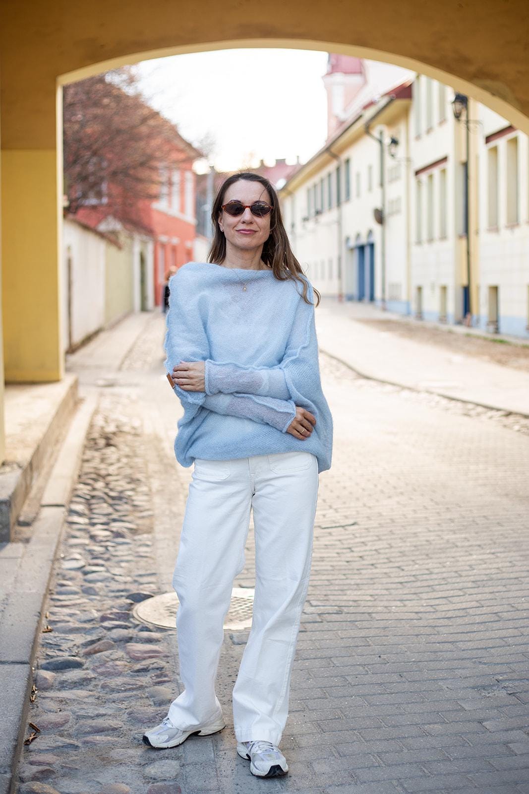 Light Blue Mohair Silk Sweater, Soft Knit Pullover Women, Bridal Mohair Sweater, Lightweight Blue Poncho, Elegant Wedding Wrap