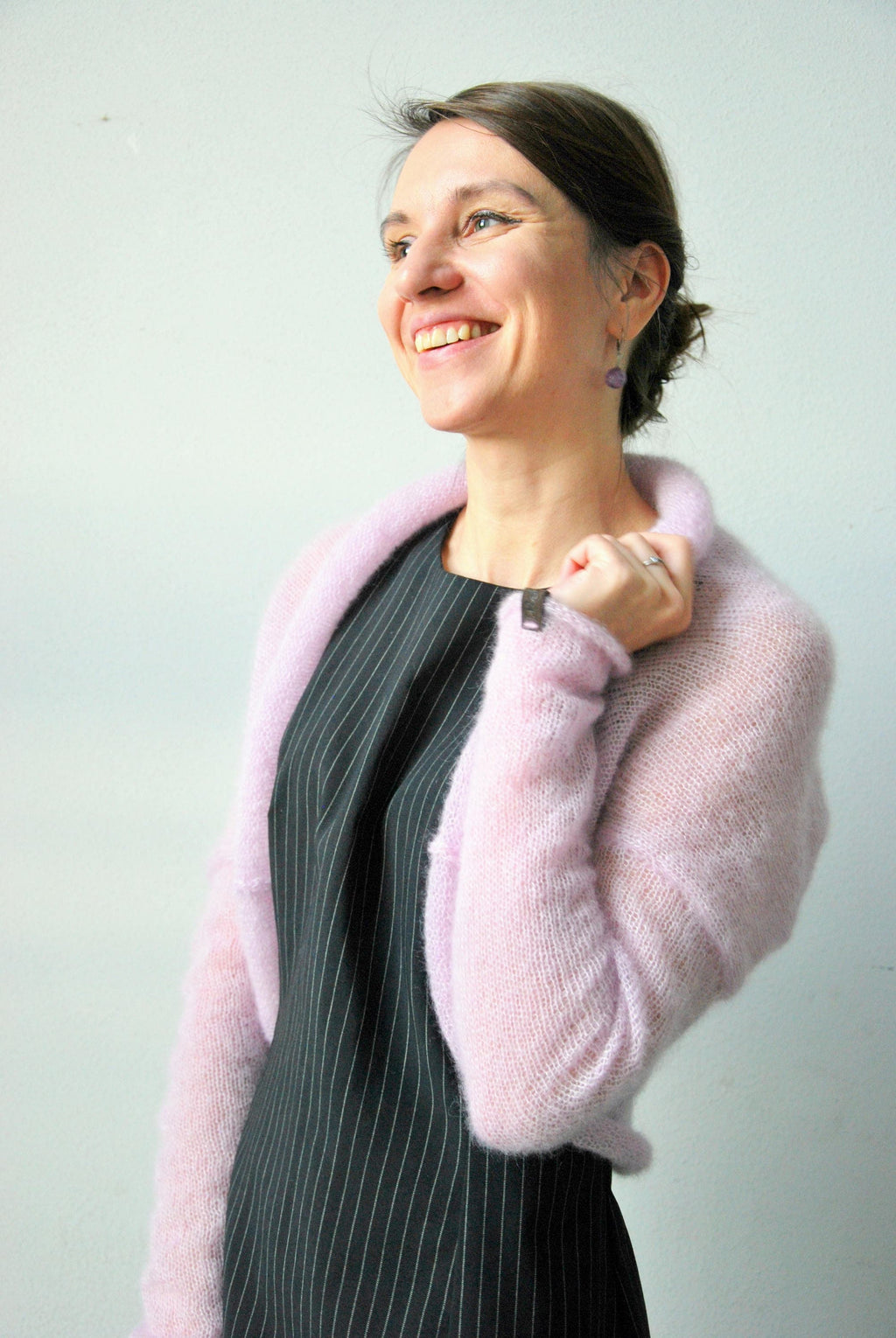 Knit Mohair Bridal Bolero: Light Pink Wedding Shrug