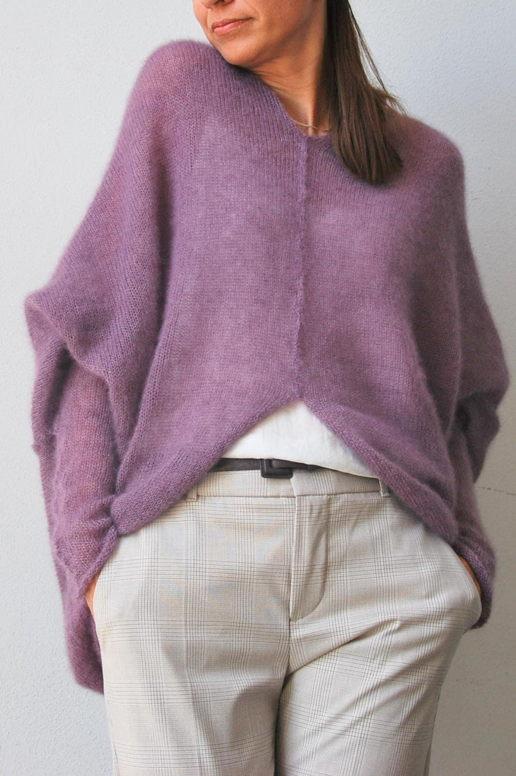 Mohair Cardigan: Heathered Purple Bohemian Silk Cape