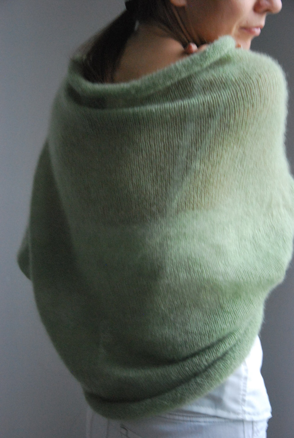Apple Green Mohair Silk Bolero: Bridal Shrug Cover-Up