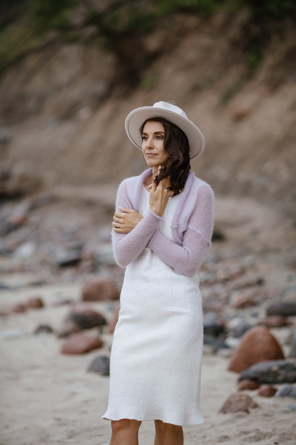 Lavender Mohair Silk Bolero: Knit Bridal Shrug