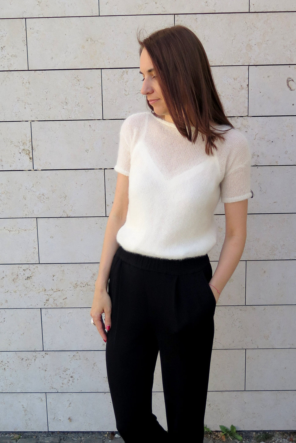 Mohair Silk Knit Sweater: Ivory Bridal Pullover