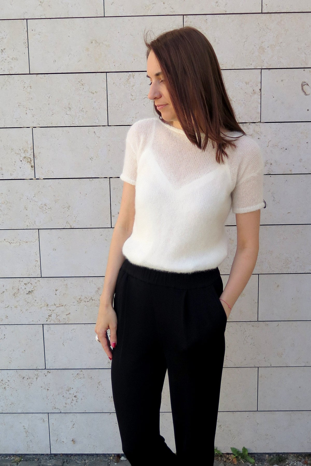 Mohair Silk Knit Sweater: Ivory Bridal Pullover