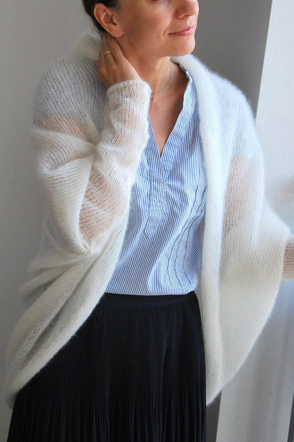 Hand Knit Mohair Cardigan: Bridal Wedding Sweater, Soft Silk Blend
