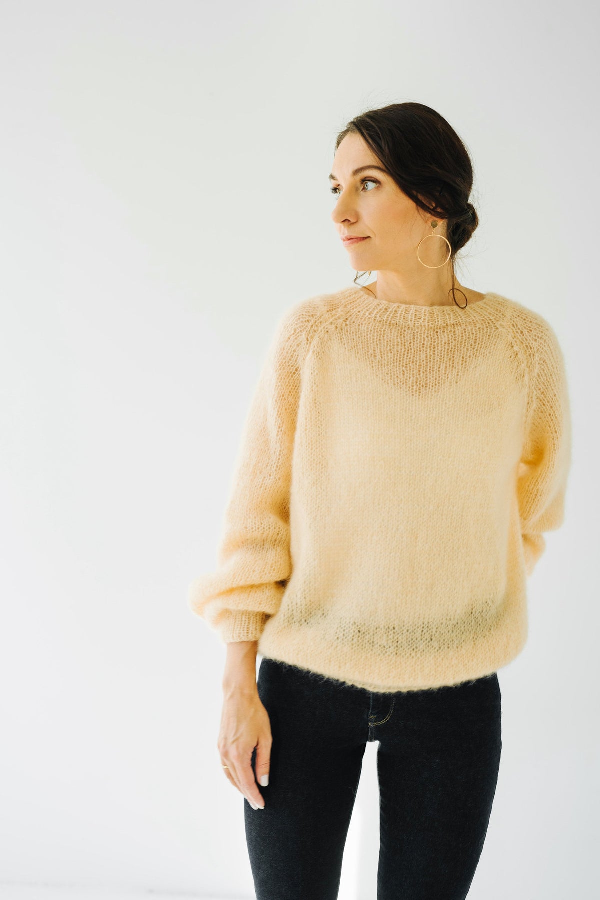 Handmade Mohair Silk Pullover: Vanilla Oversize Knit Cardigan