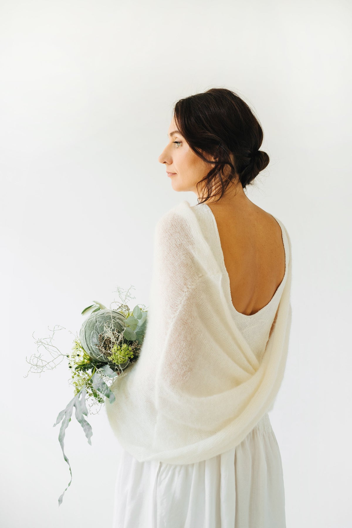 Ivory Mohair Bridal Shawl & Wedding Wrap Cape | Twisted Bridal Shrug