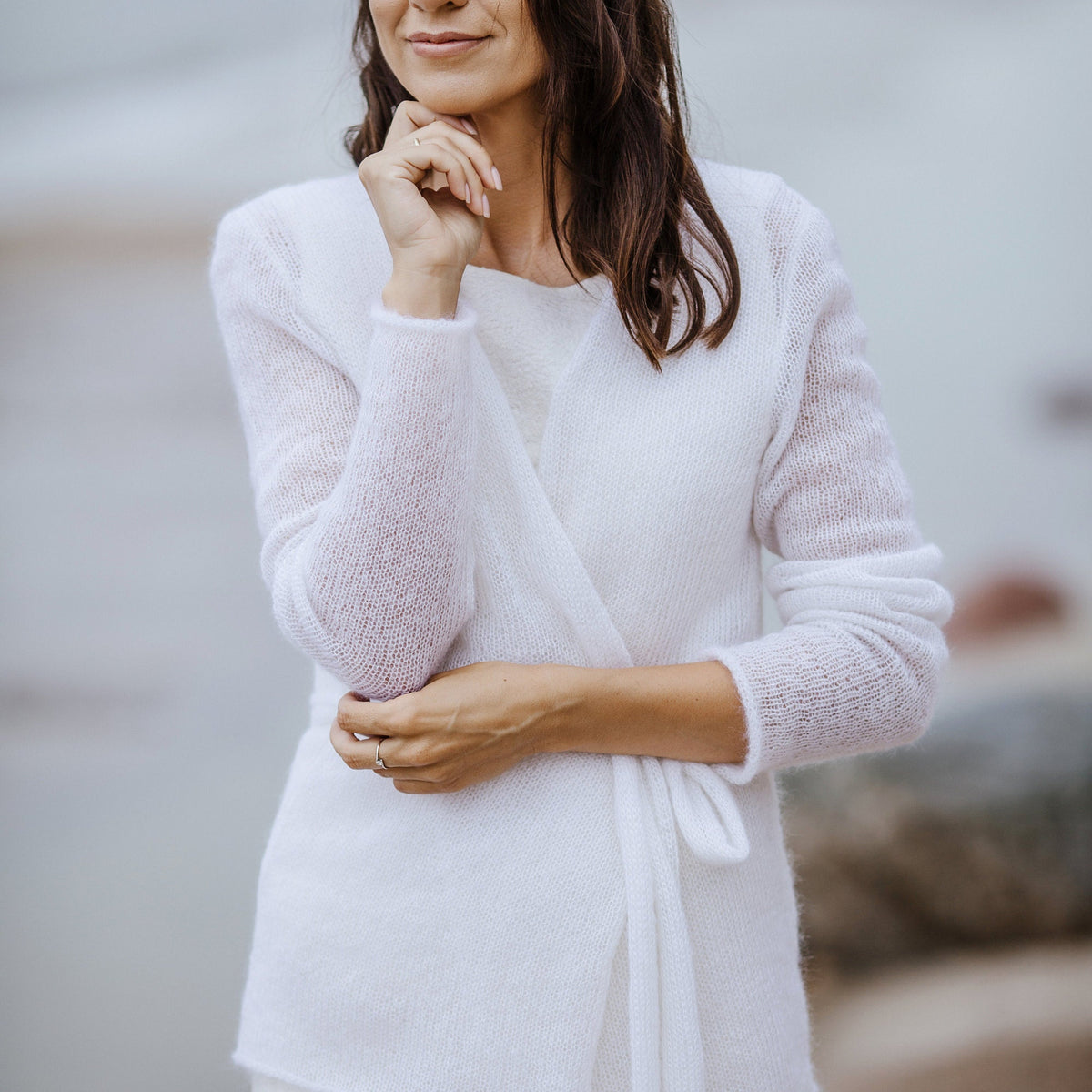 White Mohair Silk Cardigan: Bridal Wedding Shrug