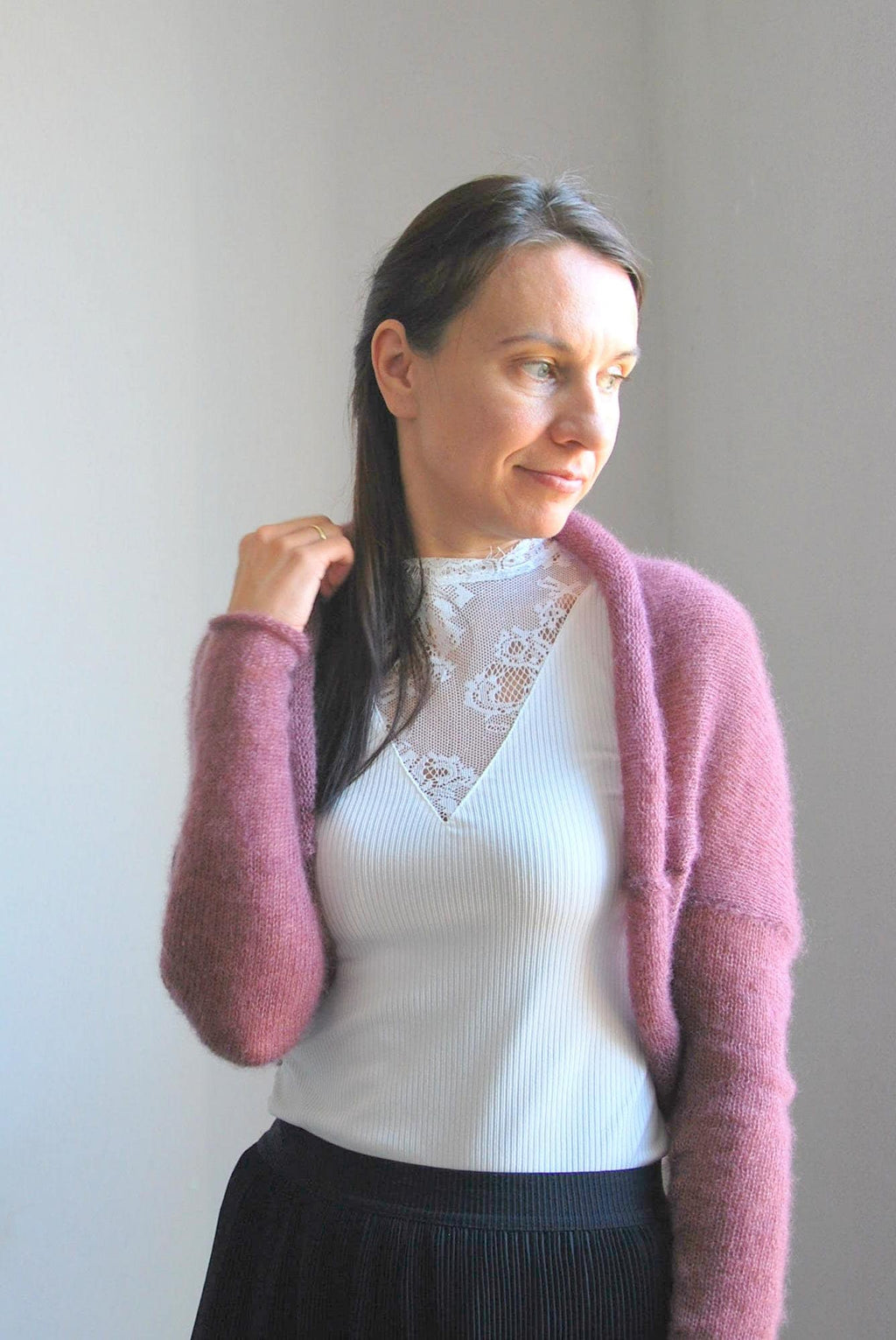 Handmade Mohair Silk Knit Bolero: Elegant Wedding Shrug