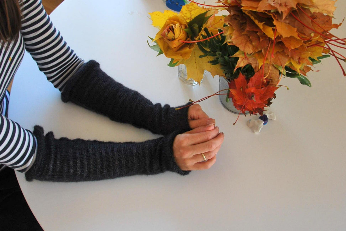 Long Mohair Fingerless Gloves: Knit Arm Warmers