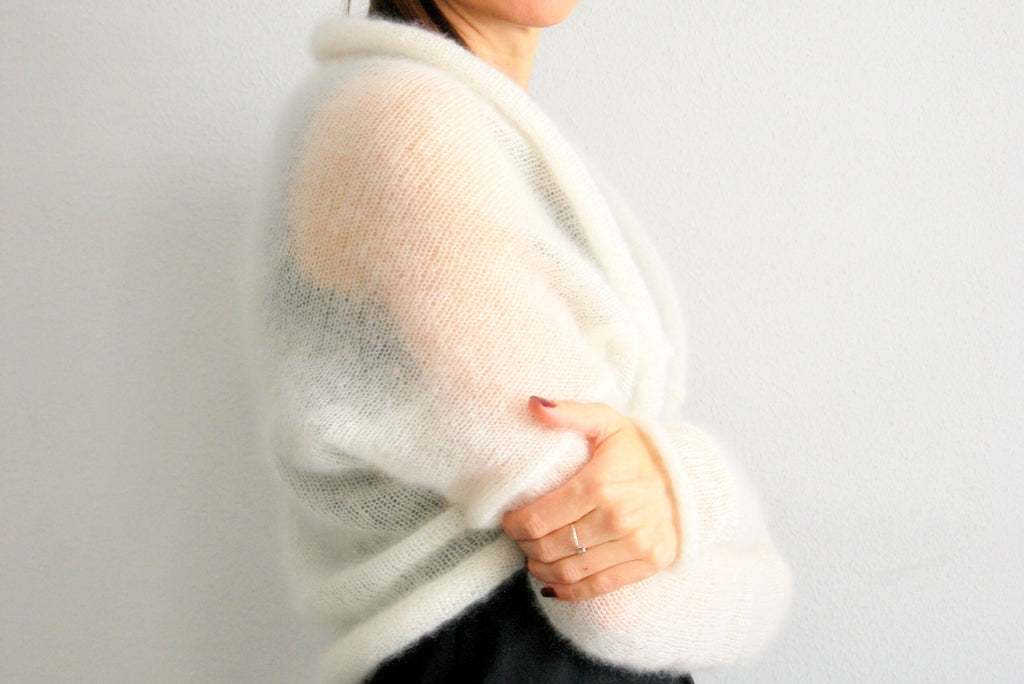 Mohair Silk Bridal Bolero Shrug: Knitted Wedding Cover-Up