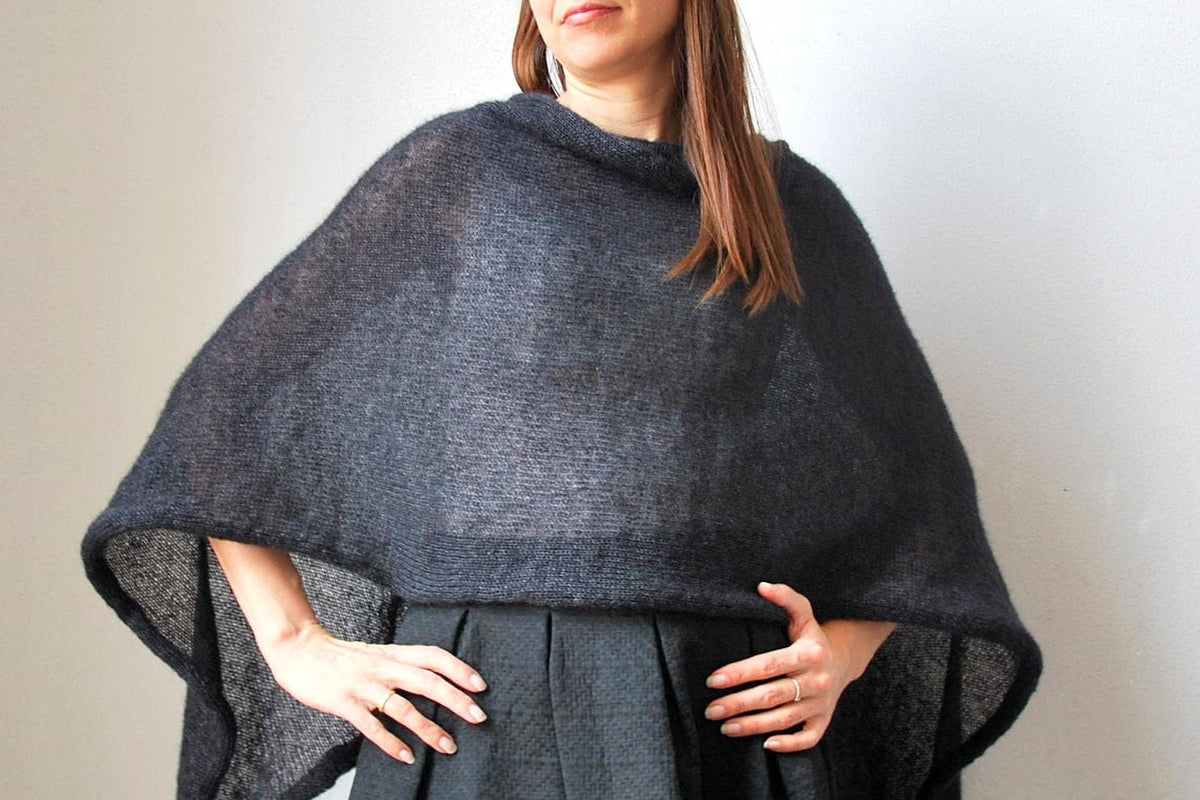 Black Mohair Silk Wedding Shawl: Lightweight Bridal Wrap