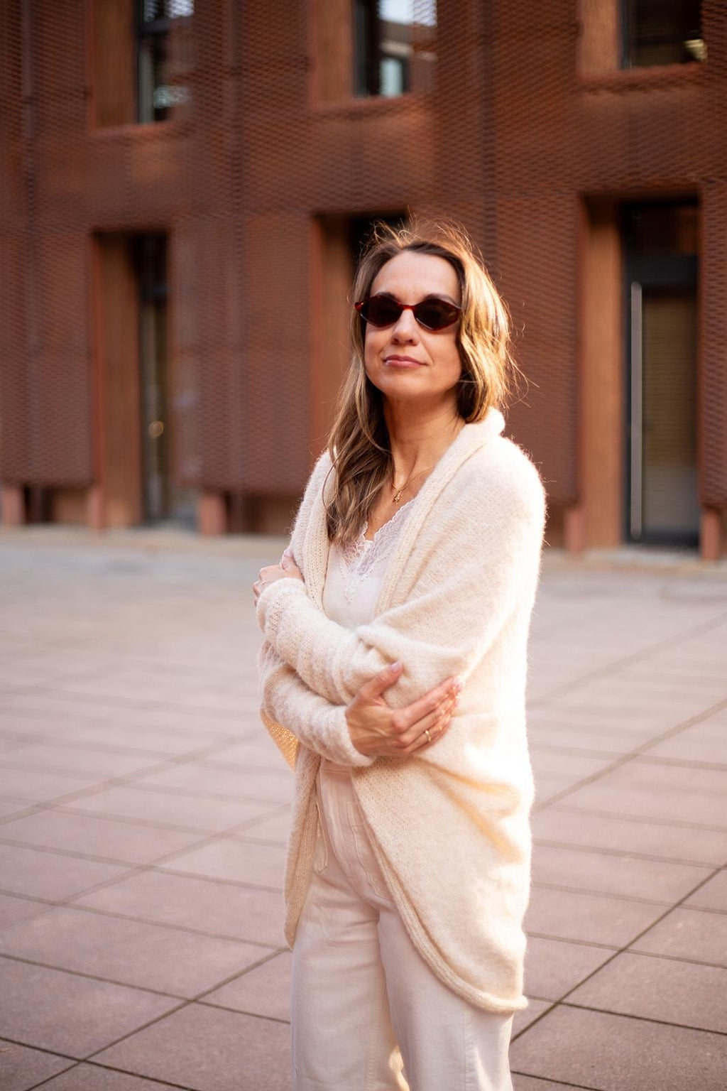 Cream ivory boho cardigan alpaca silk, handmade wrap sweater,  soft lightweight knitwear, cozy minimalist bohemian sweater