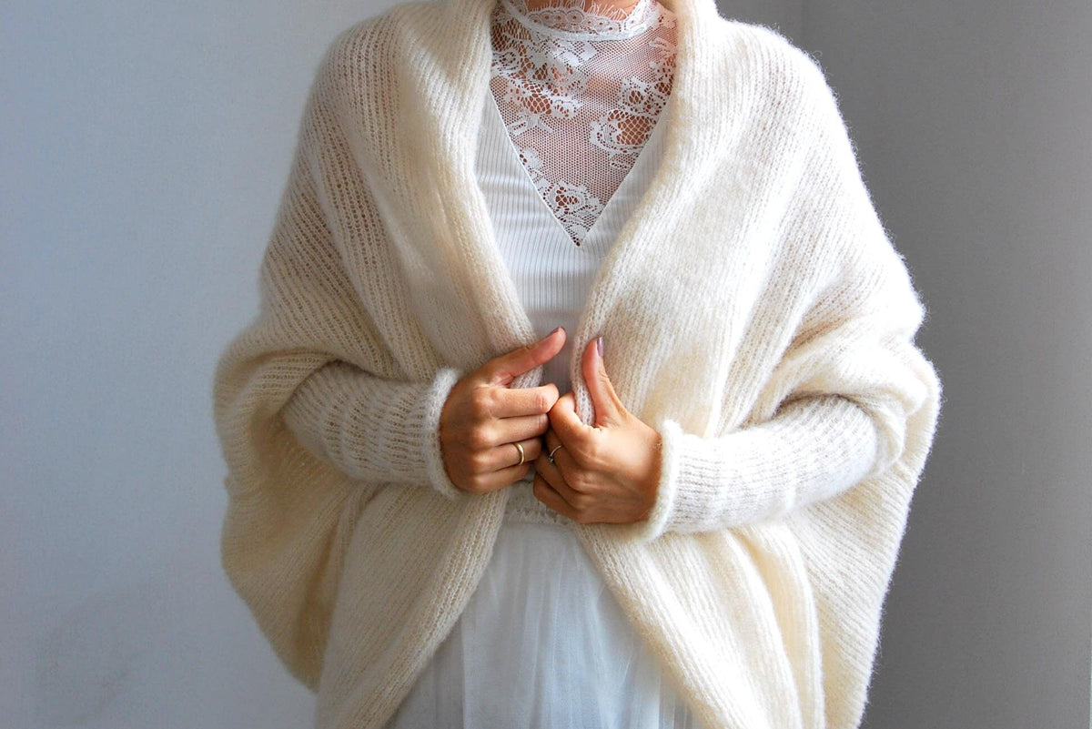 Ivory Alpaca Silk Knit Cardigan: Bridal Wedding Shrug