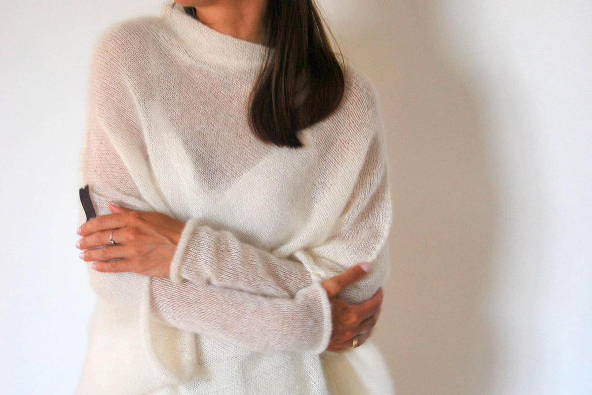 Handmade Mohair Silk Poncho: Knitted Bridal Cover-Up