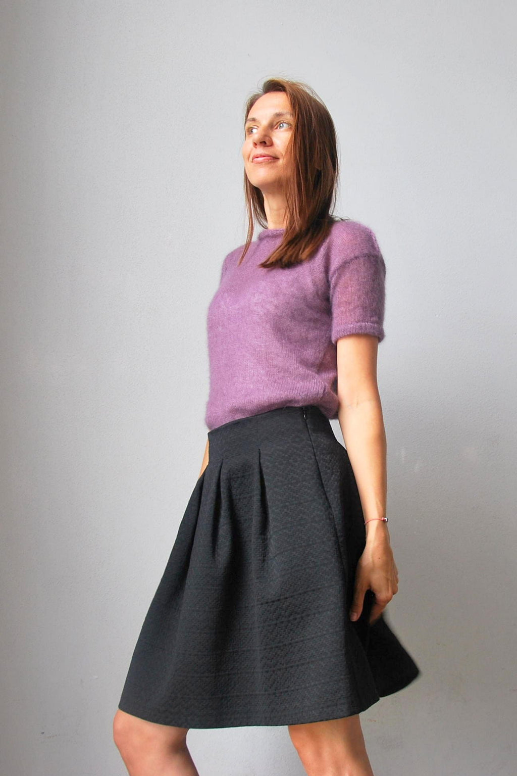 Mohair Silk Knit Sweater: Purple Heathered Bridal Pullover