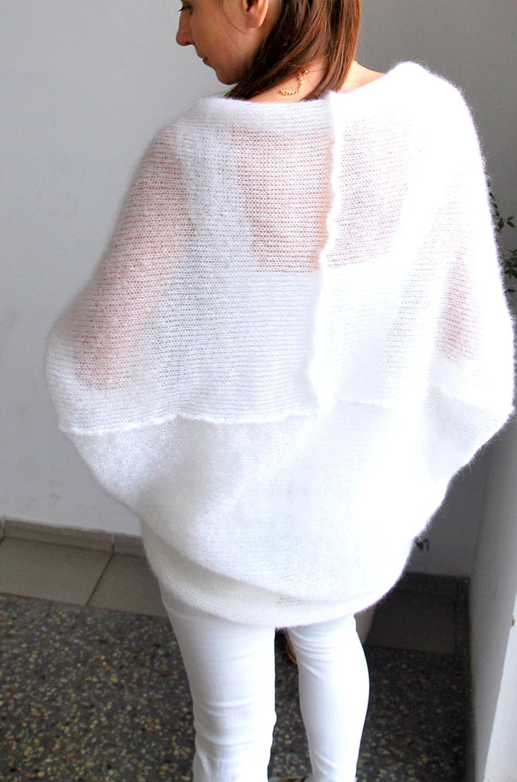 Handmade Mohair Wedding Cardigan: White Silk Bridal Sweater