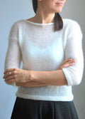 Mohair Wedding Sweater: White Knit Bridal Shrug, 3/4 Sleeves