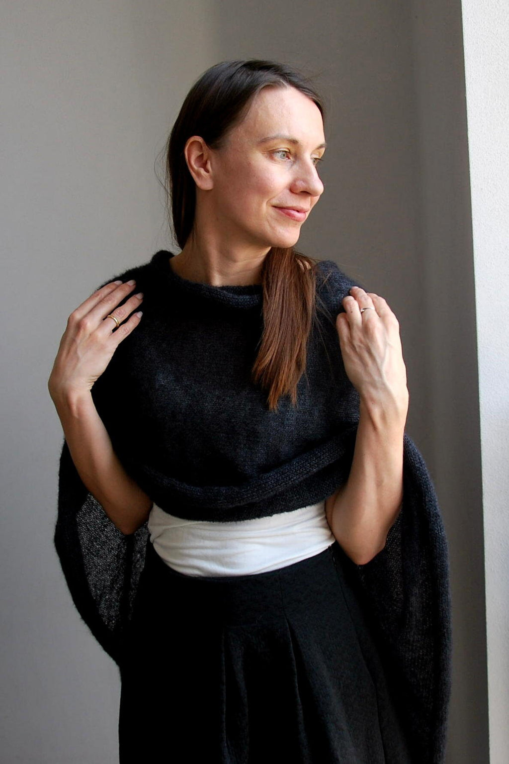Black Mohair Silk Wedding Shawl: Lightweight Bridal Wrap