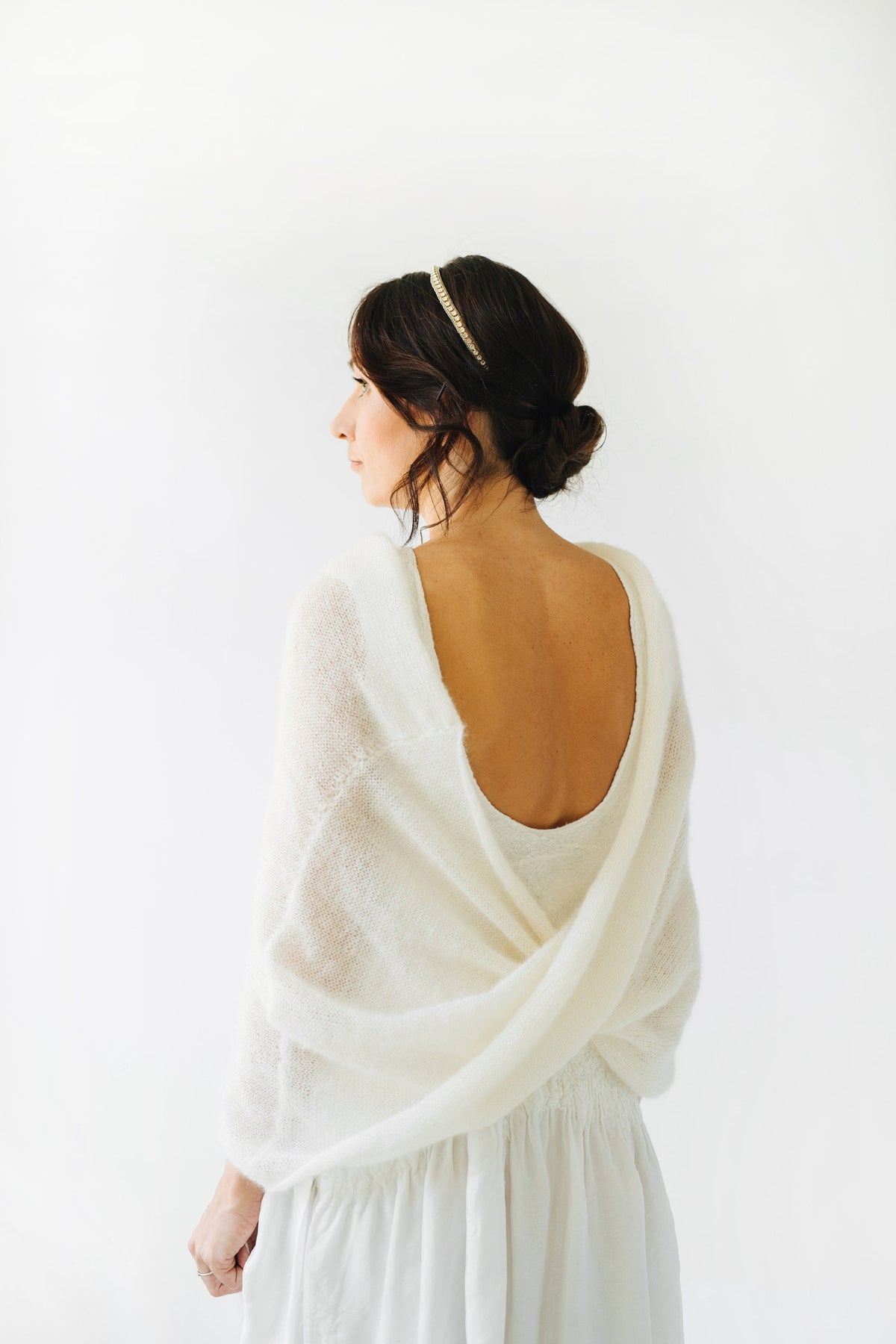 Ivory Mohair Bridal Shawl & Wedding Wrap Cape | Twisted Bridal Shrug