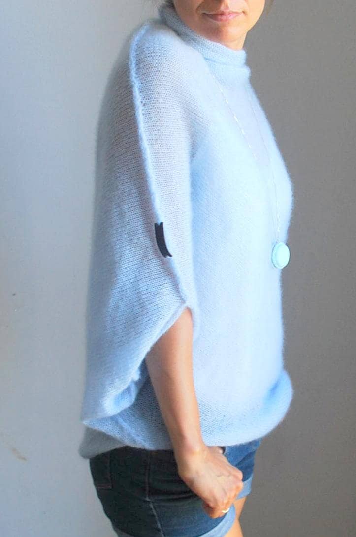 Handmade Mohair Knit Cardigan: Sky Blue Bridal Sweater
