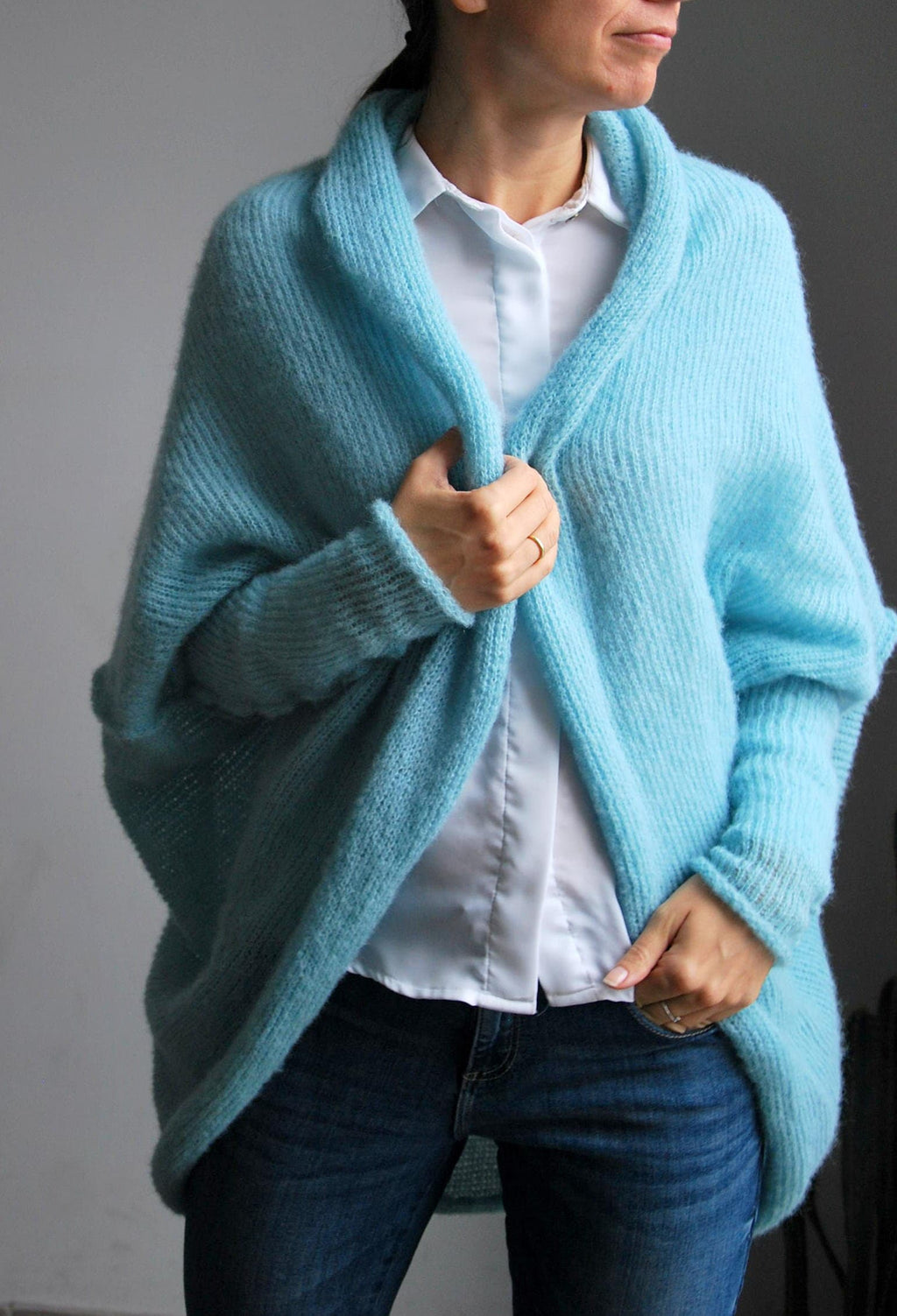 Sea Green Alpaca Cardigan: Oversize Sweater