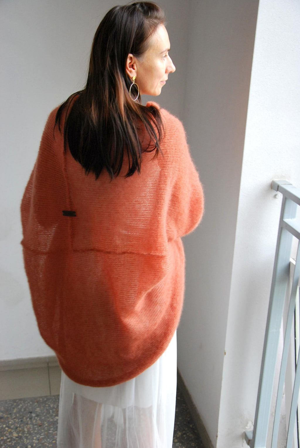 Handmade Rust Mohair Silk Cardigan: Bridal Wedding Cape