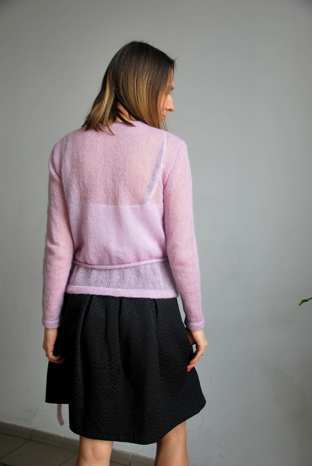 Pink Mohair Wrap Sweater: Bridal Cardigan, Silk Knit Pullover