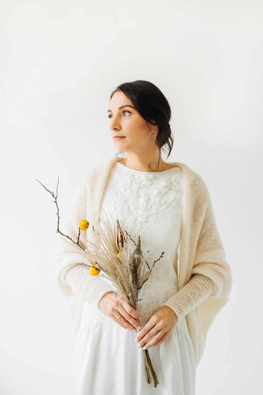 Off White Alpaca Silk Cardigan: Bridal Wedding Shrug