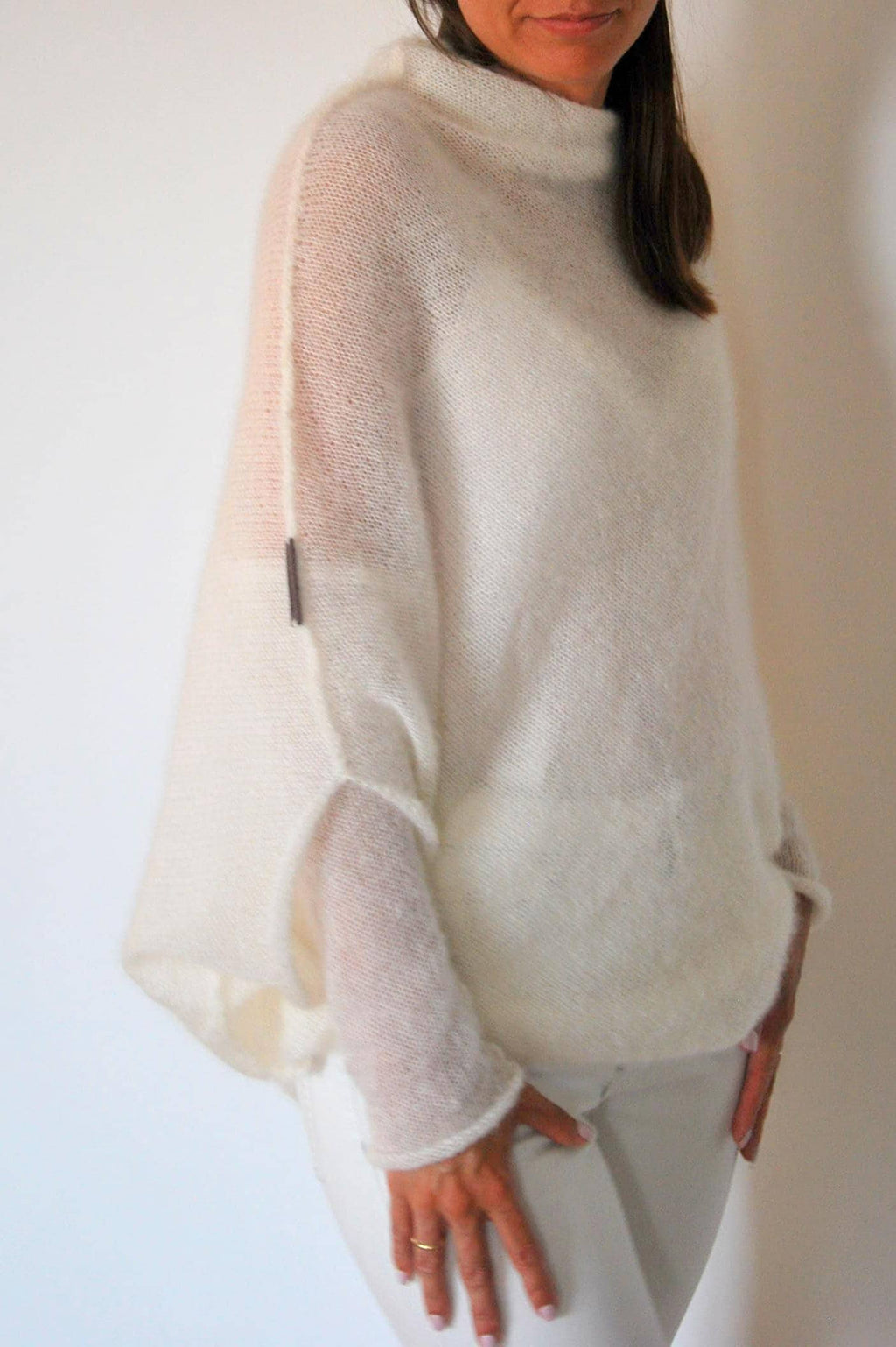 Handmade Mohair Silk Poncho: Knitted Bridal Cover-Up