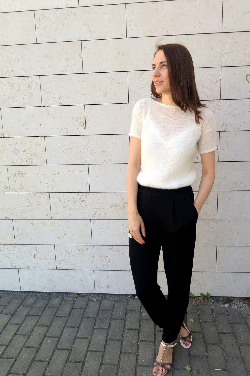 Mohair Silk Knit Sweater: Ivory Bridal Pullover