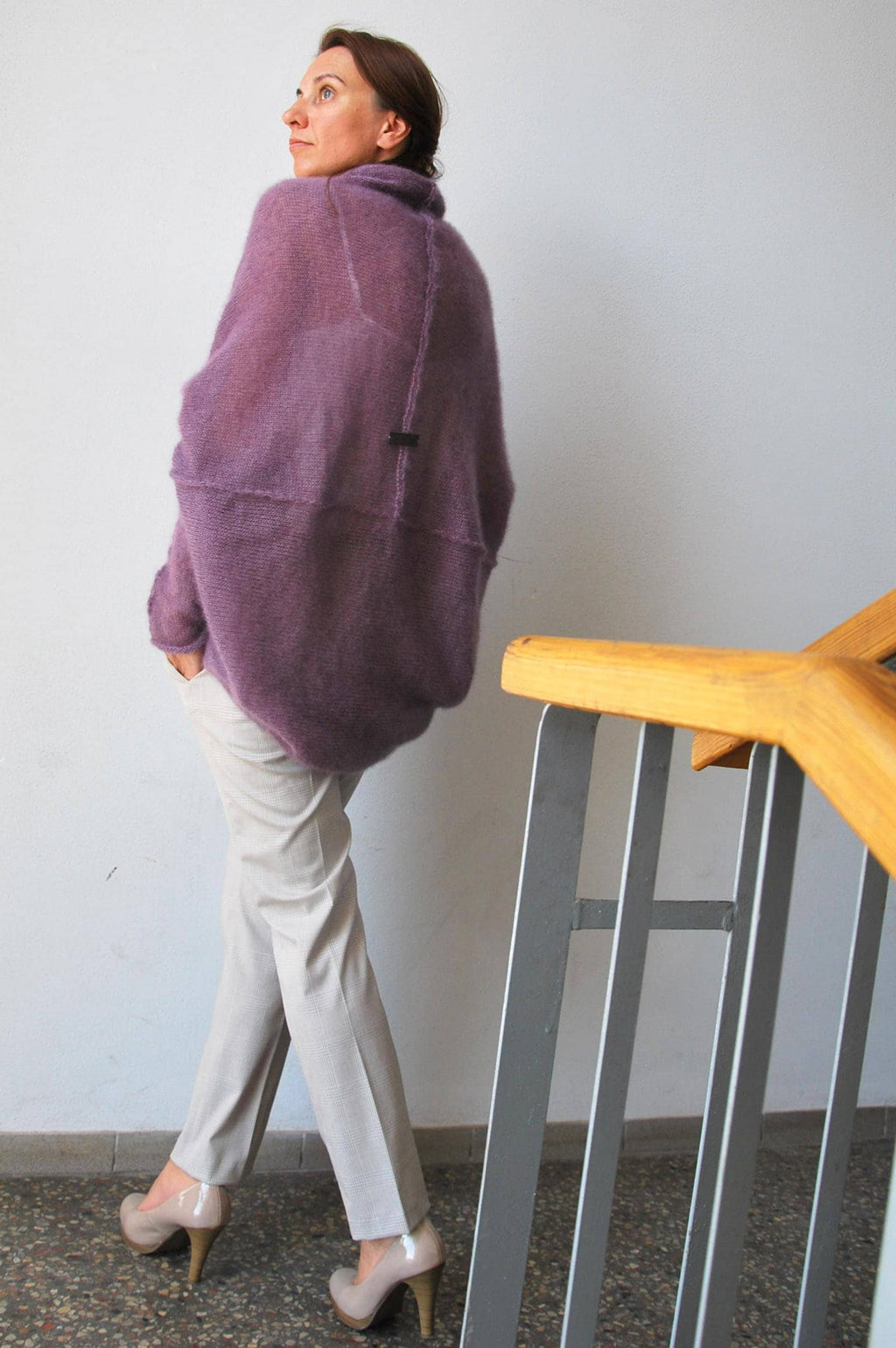 Mohair Cardigan: Heathered Purple Bohemian Silk Cape