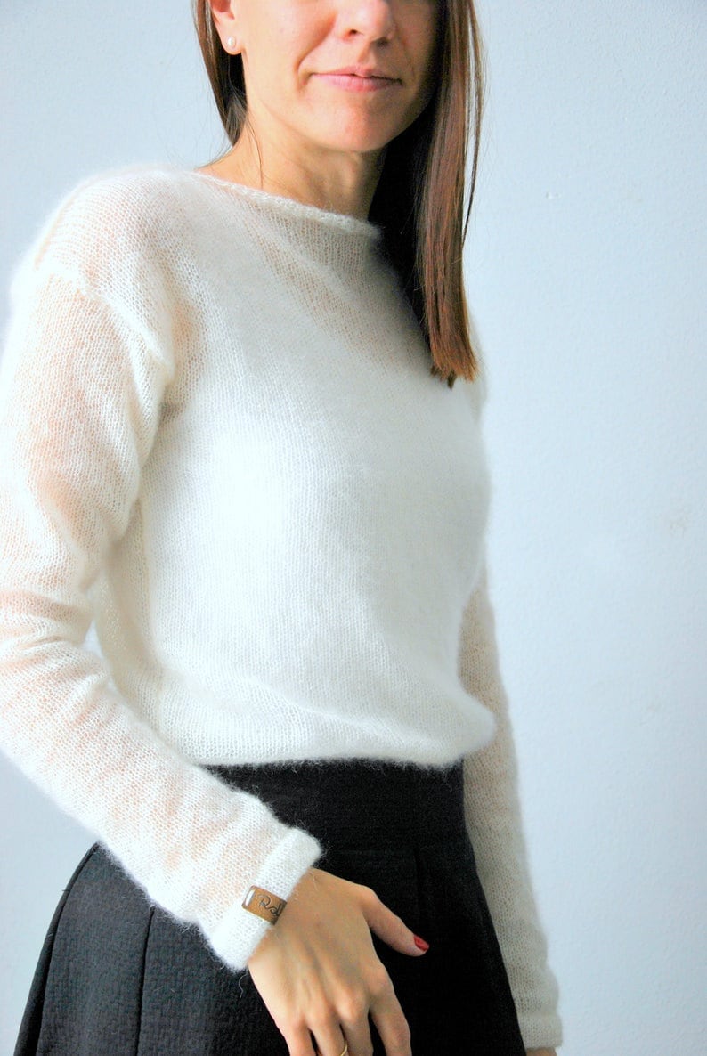 White sweater, sweater, mohair sweater, white jumper, wedding sweater, bridal sweater, knit sweater, white pullover, bridal shrugs, pullover