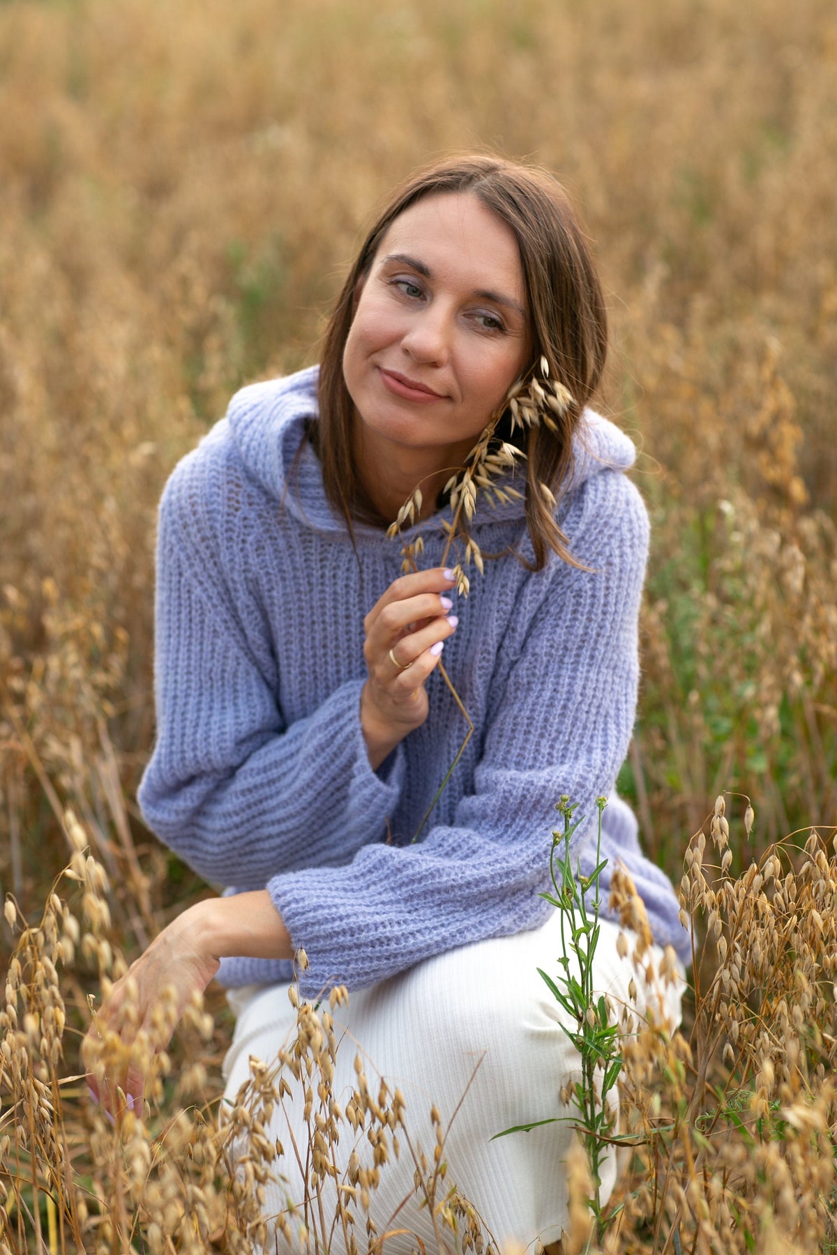 Handmade Alpaca Silk Hoodie Sweater: Lavender Knit Cardigan