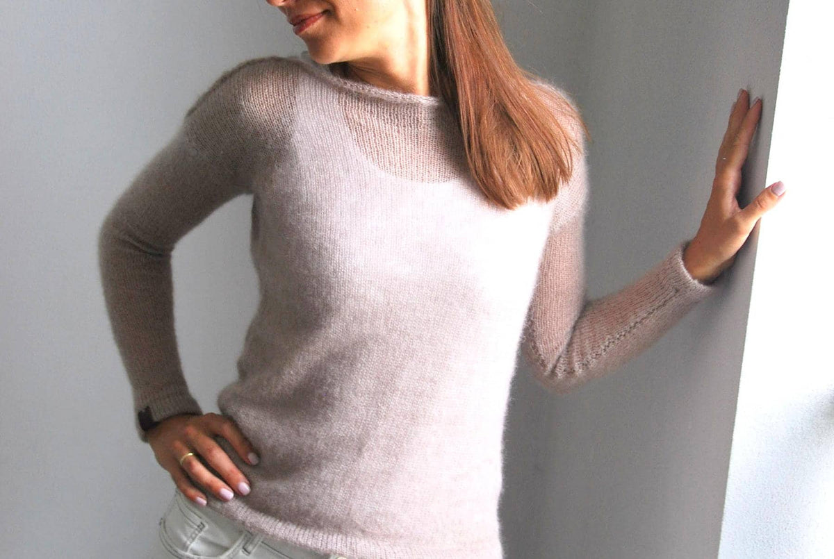 Beige Mohair Bridal Sweater: Sheer Knit Wedding Pullover