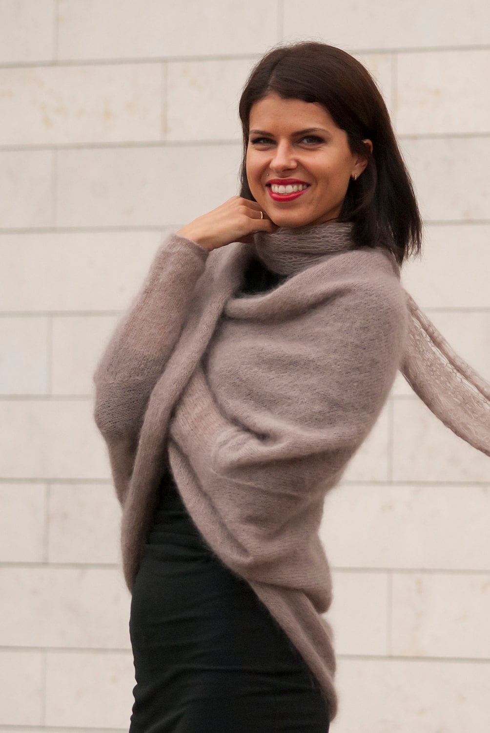 Beige Mohair Silk Cardigan: Soft Knit Bridal Sweater