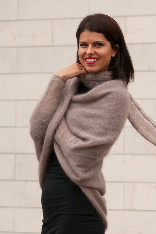 Beige Mohair Silk Cardigan: Soft Knit Bridal Sweater