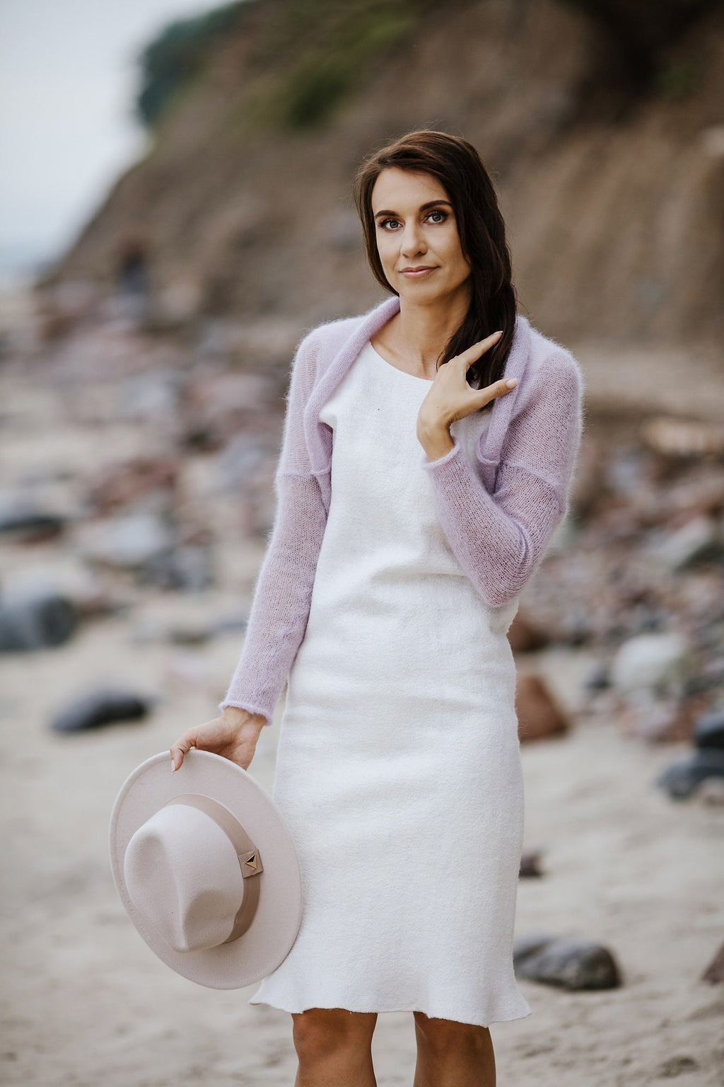 Lavender Mohair Silk Bolero: Knit Bridal Shrug