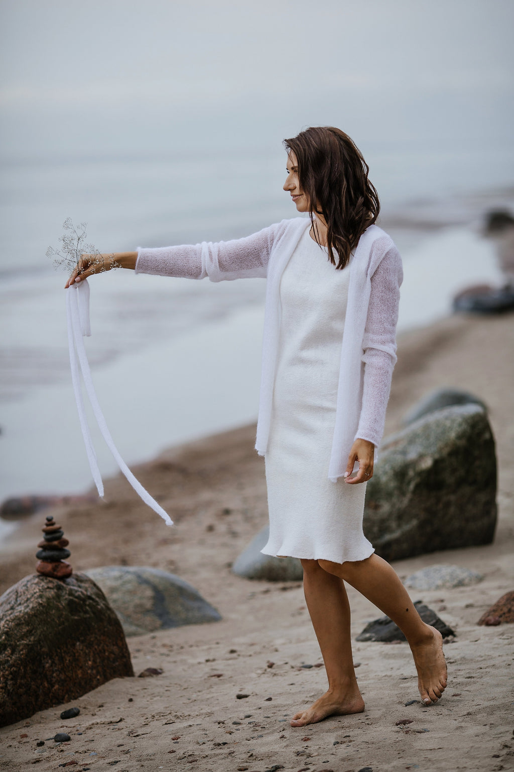 White Mohair Silk Cardigan: Bridal Wedding Shrug