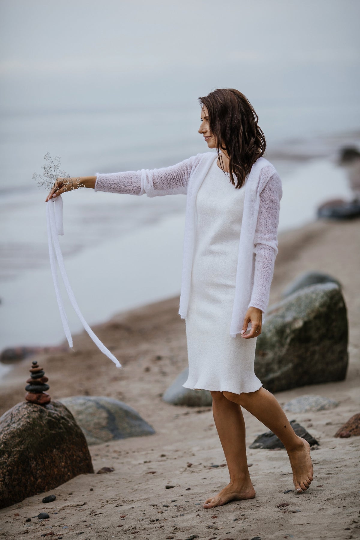 White Mohair Silk Cardigan: Bridal Wedding Shrug