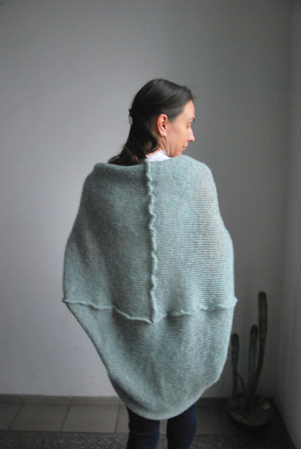 Sage green alpaca silk cardigan, wedding green soft alpaca silk jacket, bridal alpaca women sweater, green alpaca cocoon shawl, alpaca shrug