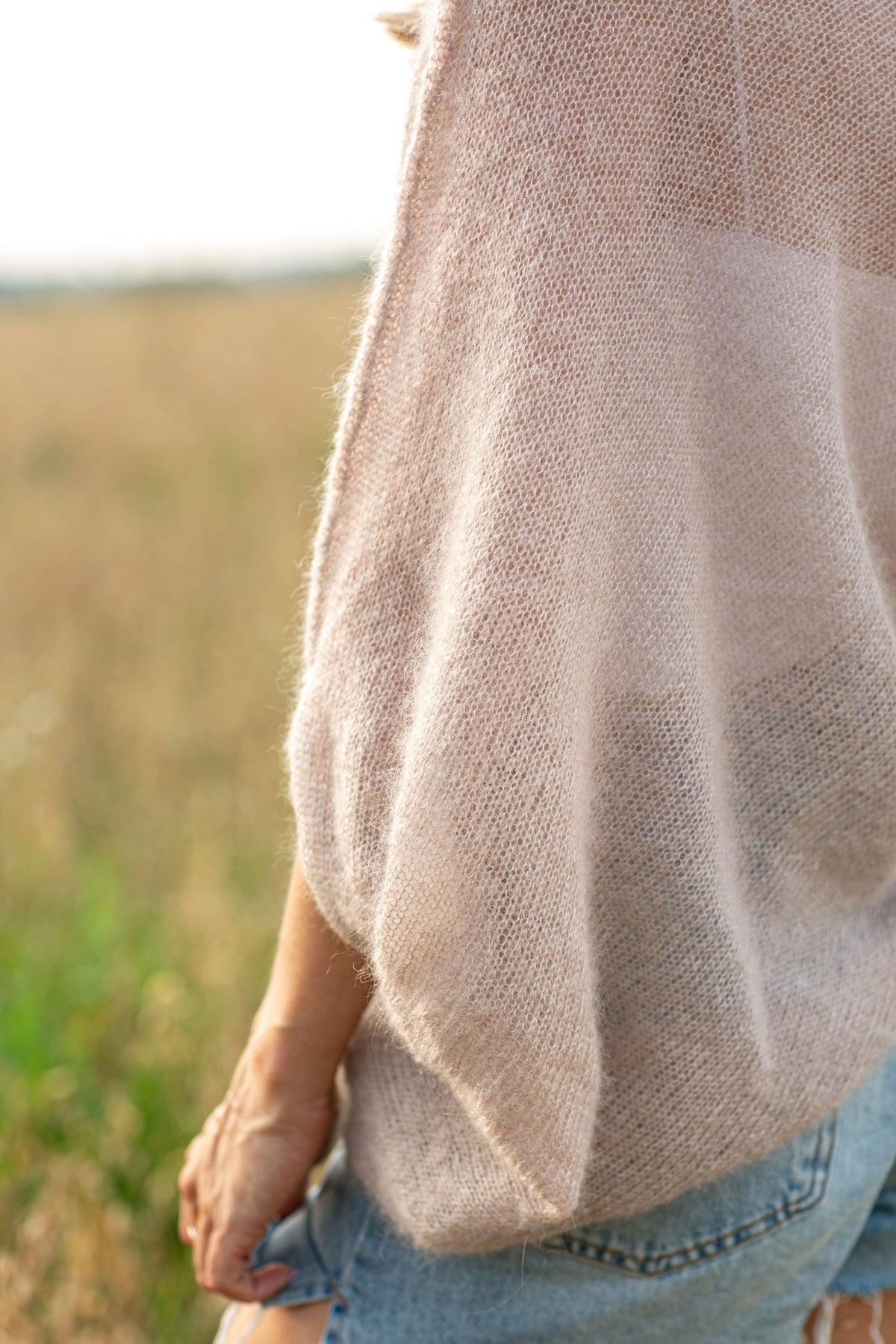 Light beige mohair silk sweater, mohair silk pullover, soft bridal sweater, knitted pullover, mohair poncho, mohair silk poncho