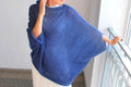 Navy Blue Mohair Silk Poncho: Bridal Cocoon Pullover