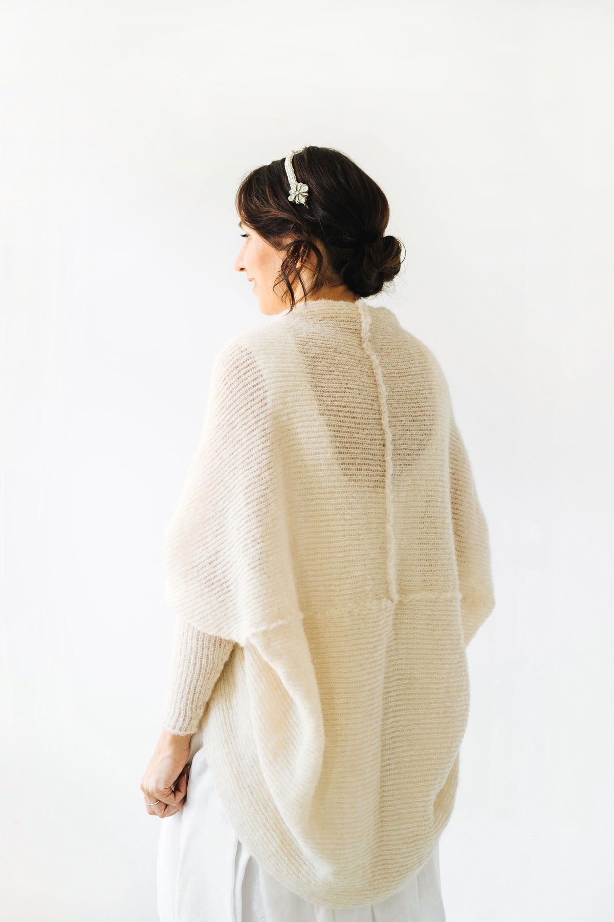Off White Alpaca Silk Cardigan: Bridal Wedding Shrug